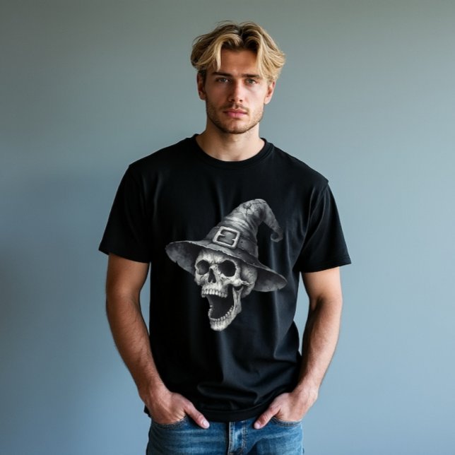 Camiseta del cráneo del reloj (Happy Halloween!)