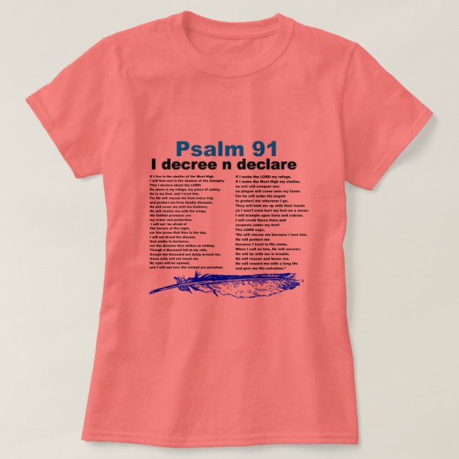 Camiseta del cristiano del salmo 91 (Diseño del anverso)