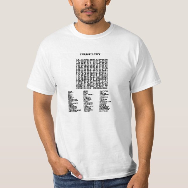 Camiseta del crucigrama de la búsqueda y de la (Anverso)