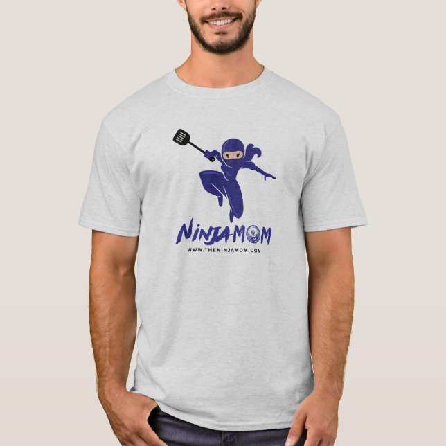 Camiseta del cuello barco de Ninja Mom® - gris (Anverso)