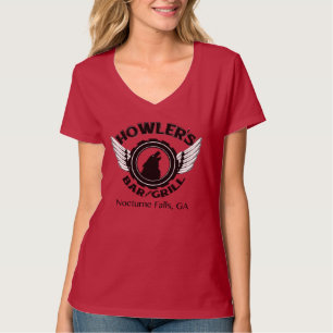 Camiseta del cuello de la uve de las señoras