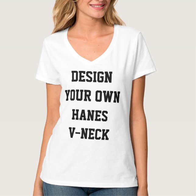 CAMISETA del CUELLO EN V de HANES de las mujeres (Anverso)