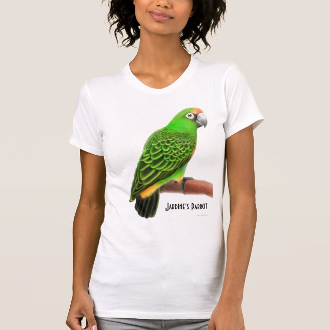Camiseta del cuello en v del loro de Jardines (Anverso)