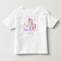 Camiseta del cumpleaños 5 de Pastel Unicorn