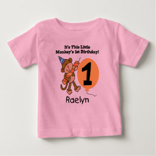 Camiseta del cumpleaños del pequeño mono de Raelyn