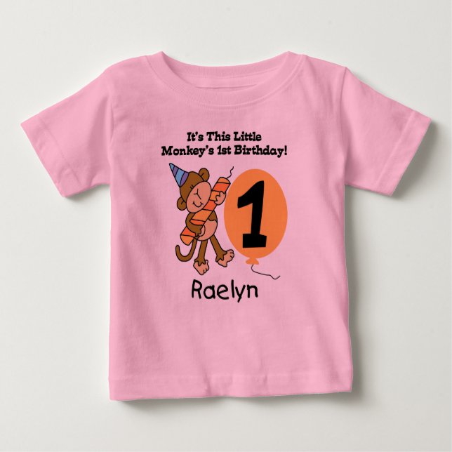 Camiseta del cumpleaños del pequeño mono de Raelyn (Anverso)