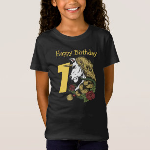Camiseta del cumpleaños número uno del Unicornio G