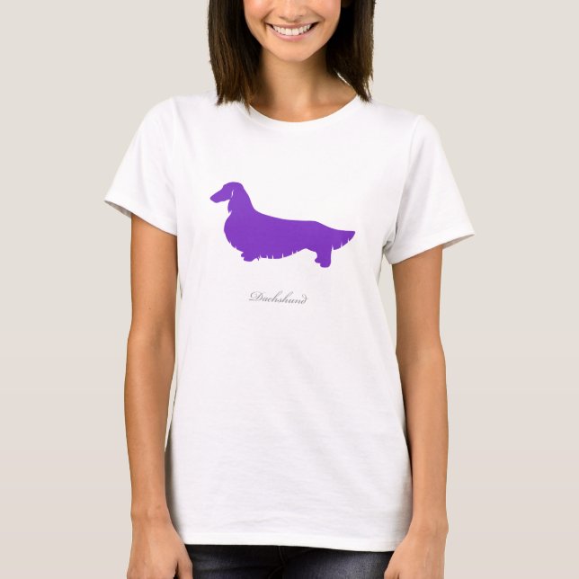 Camiseta del Dachshund (versión larga púrpura del (Anverso)