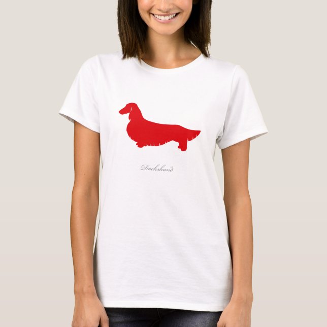 Camiseta del Dachshund (versión larga roja del (Anverso)