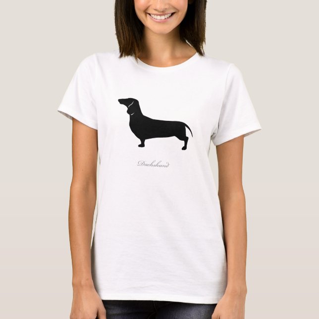 Camiseta del Dachshund (versión lisa negra 1) (Anverso)