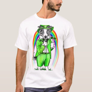 Camiseta del Día de San Patricio de Border Collie