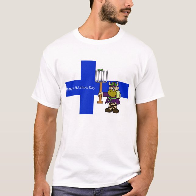 Camiseta del Día de San Urho con bandera finlandes (Anverso)