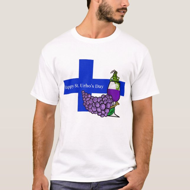 Camiseta del Día de San Urho con Grasshopper y Uva (Anverso)