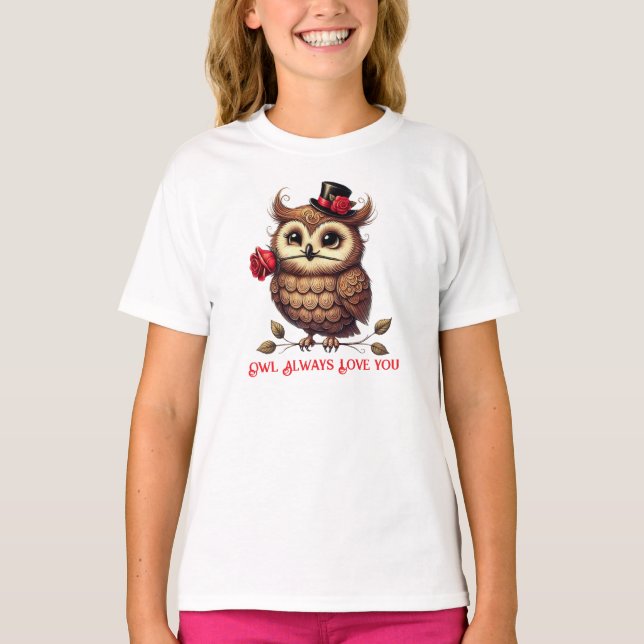 Camiseta del Día de San Valentín de búho suave (Anverso)