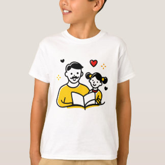 Camiseta del Día del Padre con Papá e Hija Leyendo