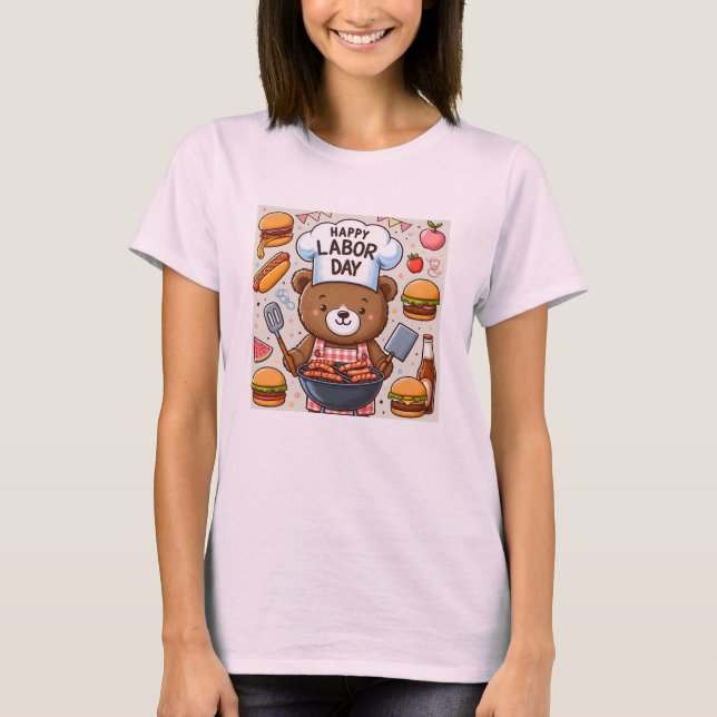 Camiseta del Día del Trabajo del oso lindo Camiset (Anverso)