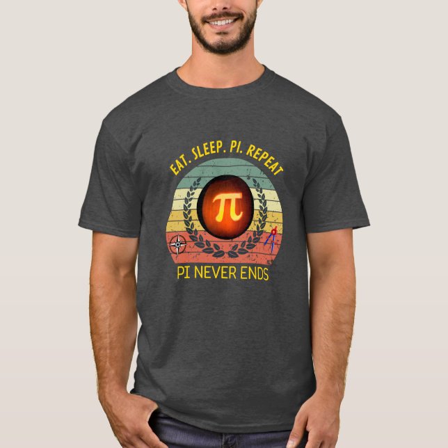 Camiseta del Día Pi 2026 – COME. DUERME. π. REPITE (Anverso)