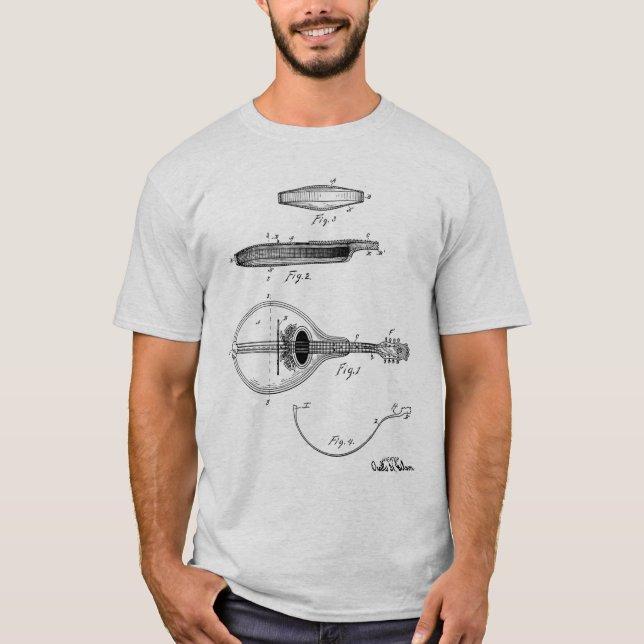 Camiseta del dibujo de la patente de la mandolina (Anverso)