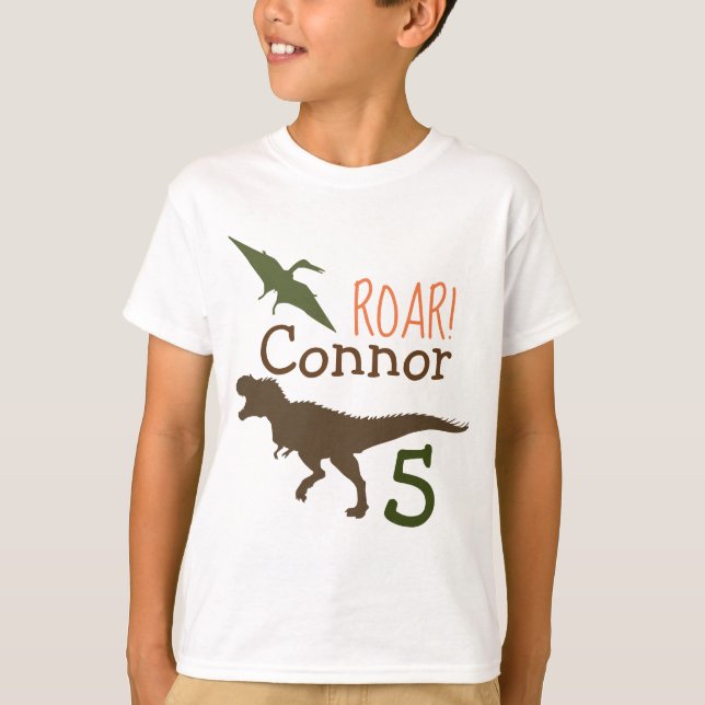 Camiseta del dinosaurio, camiseta del cumpleaños (Anverso)