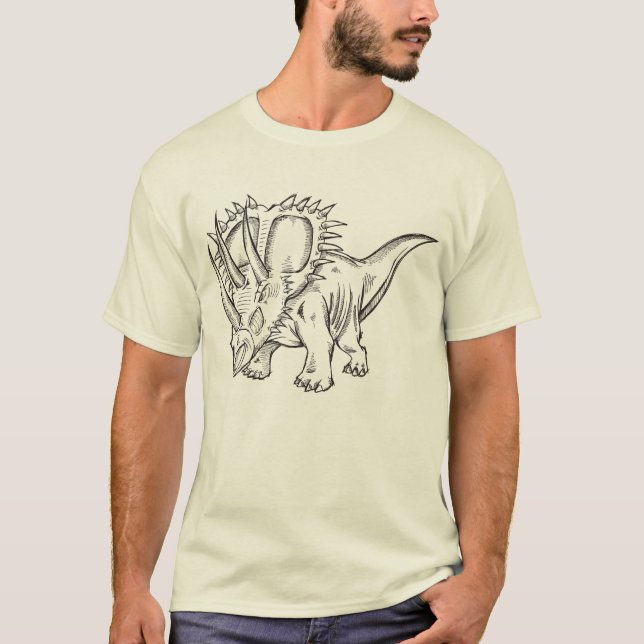Camiseta del dinosaurio del Triceratops del Doodle (Anverso)