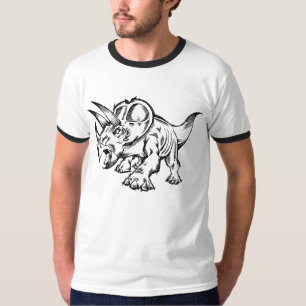 Camiseta del dinosaurio del Triceratops del Doodle