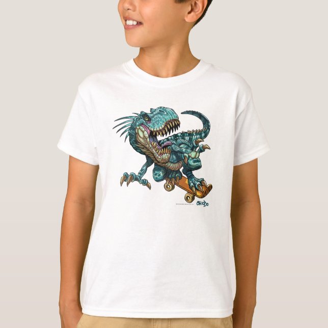 Camiseta del dinosaurio que anda en monopatín (Anverso)