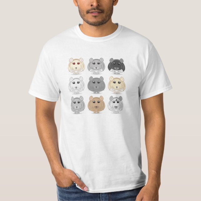 Camiseta del diseño de nueve chinchillas (Anverso)