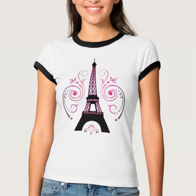 Camiseta del diseño gráfico de la torre Eiffel (Anverso)