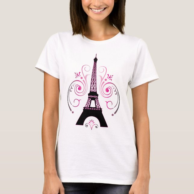 Camiseta del diseño gráfico de la torre Eiffel (Anverso)