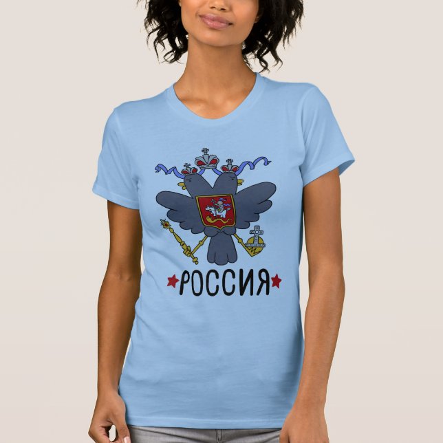 Camiseta del Doodle de Eagle del ruso (Anverso)