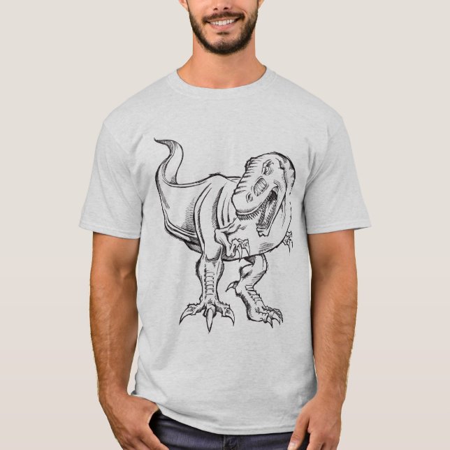 Camiseta del Doodle del bosquejo del dinosaurio (Anverso)