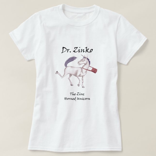 Camiseta del Dr. Zinko The Cinc-De cuernos Unicorn (Diseño del anverso)