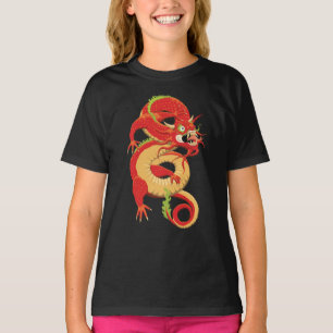 Camiseta del Dragón Chino Rojo
