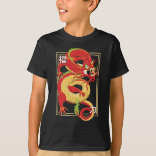 Camiseta del Dragón Chino Rojo