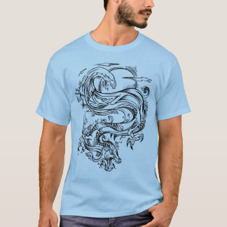 Camiseta del dragón de agua del Doodle del