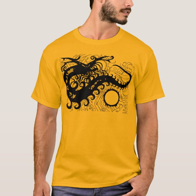 Camiseta del dragón del mar profundo (silueta) (Anverso)