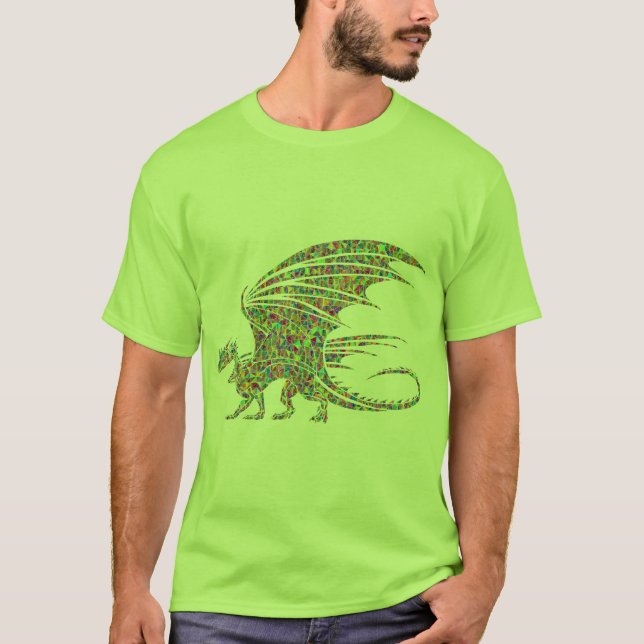 Camiseta del Dragón del Mosaico Verde (Anverso)