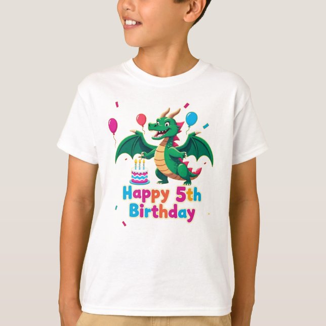 Camiseta del Dragón Feliz 5º Cumpleaños (Anverso)
