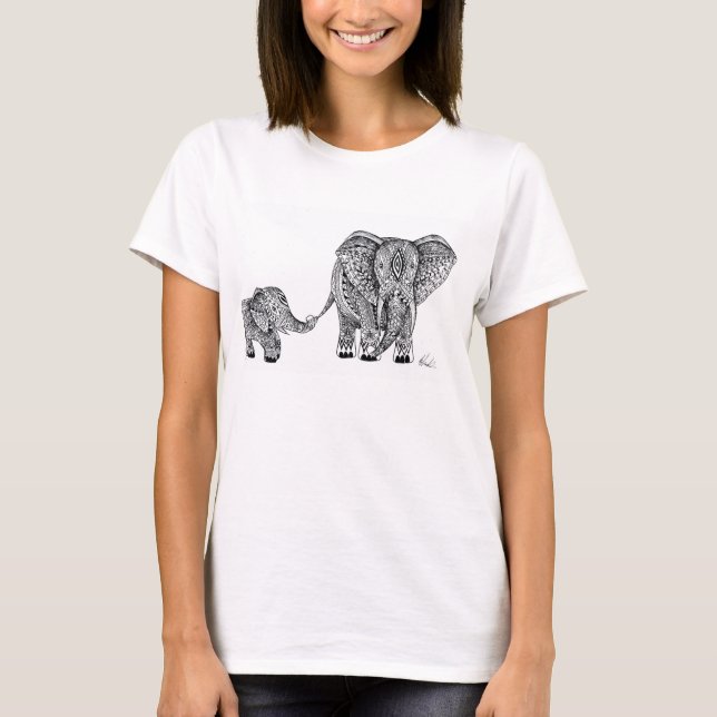 Camiseta del elefante y del bebé (Anverso)