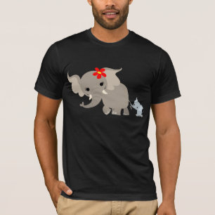 Camiseta del elefante y del becerro de la madre