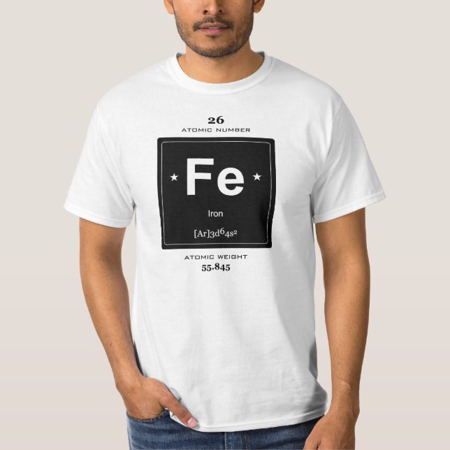 Camiseta del elemento químico del hierro con la (Anverso)
