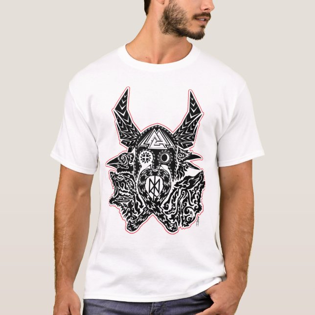 Camiseta del Emblema de Odín Tinta Negra Versión (Anverso)