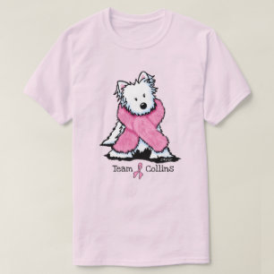 Camiseta del equipo de KiniArt Pink Ribbon Westie