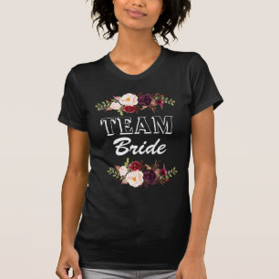 Camiseta del equipo de novia de flores de Marsala
