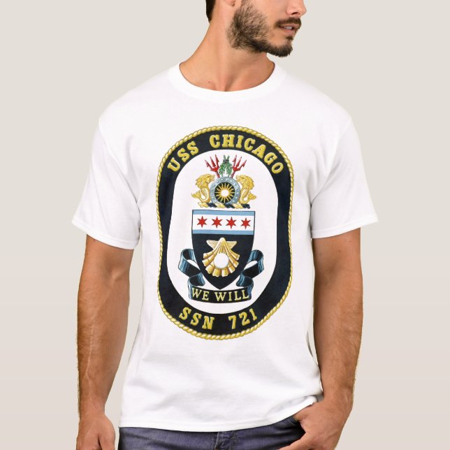 Camiseta del escudo de armas de USS Chicago (Anverso)