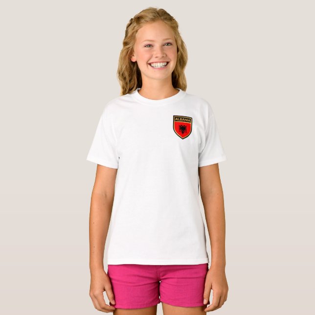 Camiseta del Escudo de la Bandera de Albania (Anverso completo)