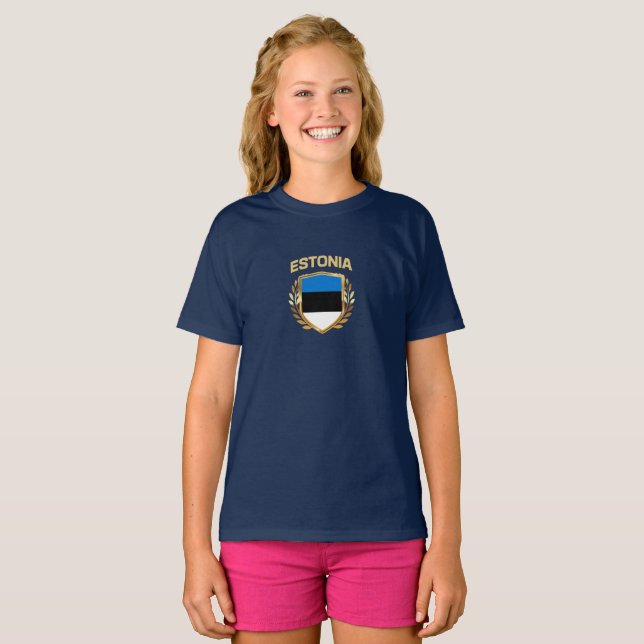 Camiseta del Escudo de la Bandera de Estonia (Anverso completo)