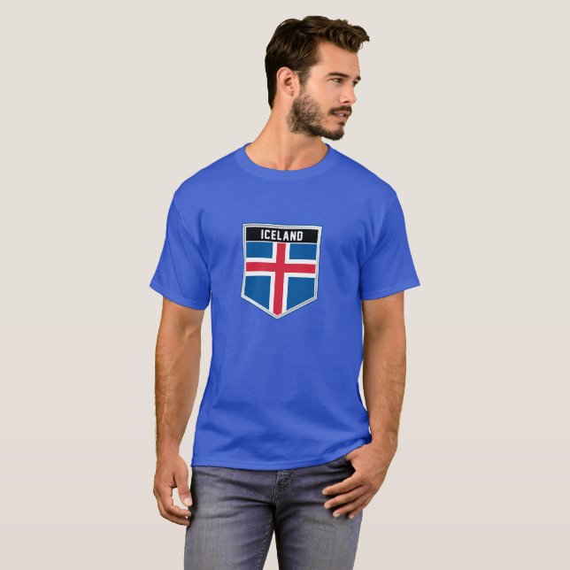 Camiseta del Escudo de la Bandera de Islandia (Anverso completo)