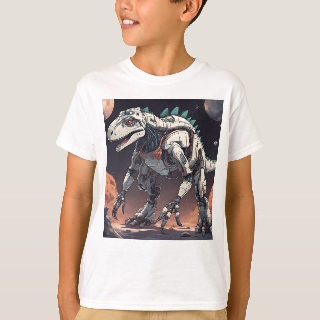 Camiseta del espacio exterior de Dinosaur Robot (Anverso)