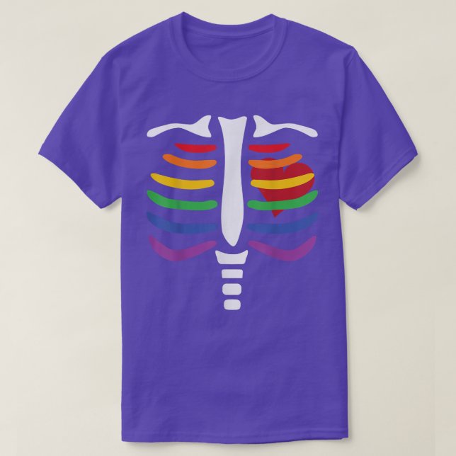 Camiseta del esqueleto arcoiris LGBT (Diseño del anverso)